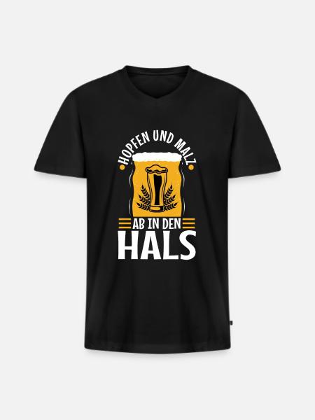 Houblon et malt - T-shirt encolure en V Premium bio Homme - noir