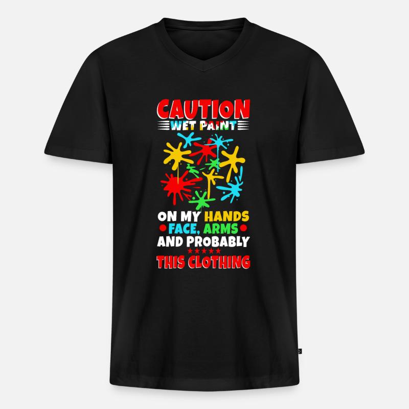 Wet paint - Männer Premium Bio T-Shirt mit V-Ausschnitt - Schwarz