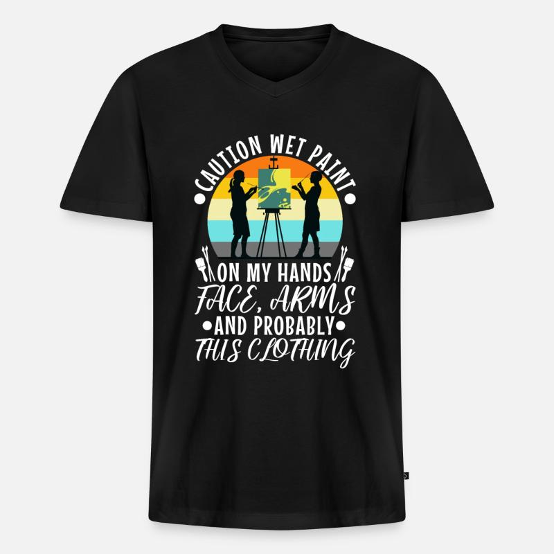 Wet paint - Männer Premium Bio T-Shirt mit V-Ausschnitt - Schwarz