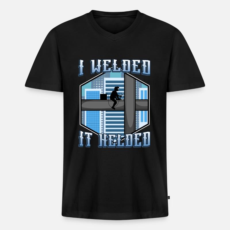 I welded it helded - Männer Premium Bio T-Shirt mit V-Ausschnitt - Schwarz