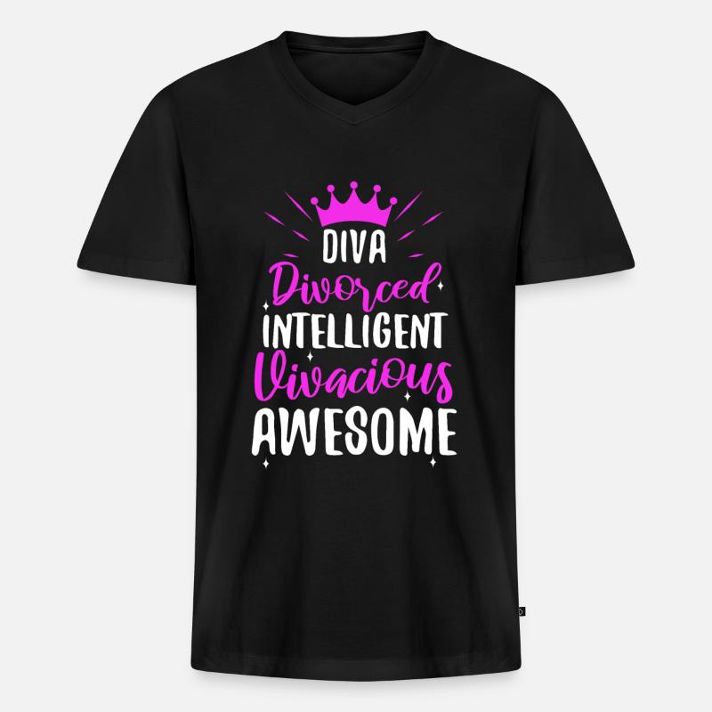 Divorce Diva - Männer Premium Bio T-Shirt mit V-Ausschnitt - Schwarz