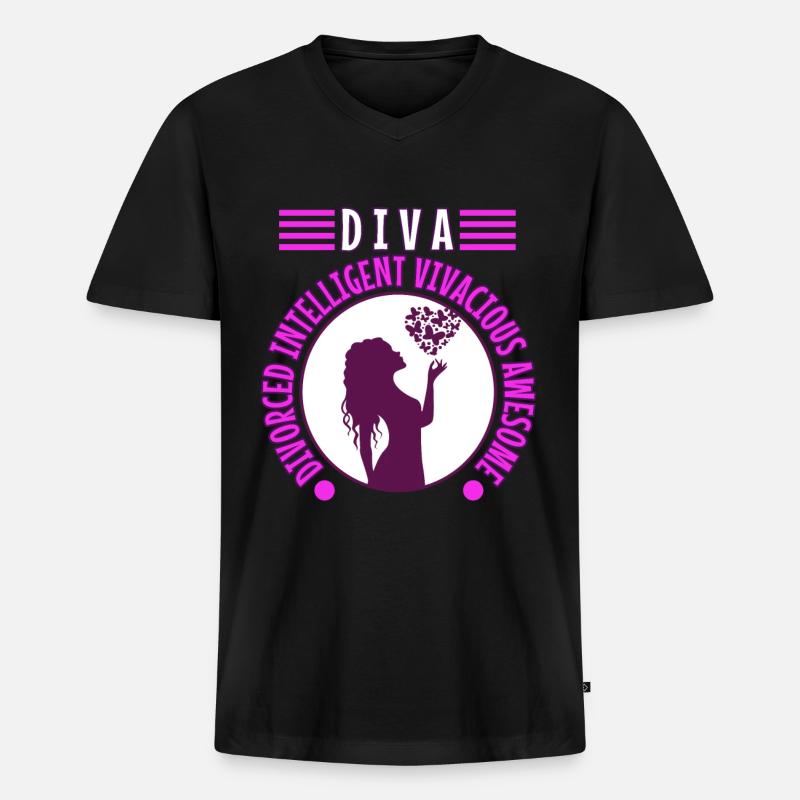 Divorce Diva - Männer Premium Bio T-Shirt mit V-Ausschnitt - Schwarz