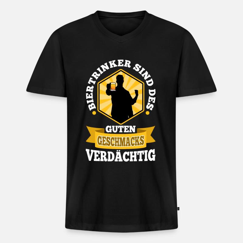 Biertrinker sind des guten Geschmacks verdächtig - Männer Premium Bio T-Shirt mit V-Ausschnitt - Schwarz