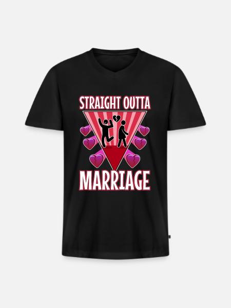 Straight Outta Marriage - Men's Premium Organic T-shirt with V-neck - black