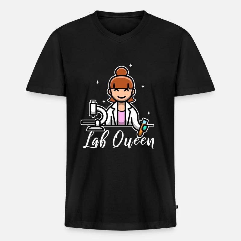 Lab Queen - Männer Premium Bio T-Shirt mit V-Ausschnitt - Schwarz
