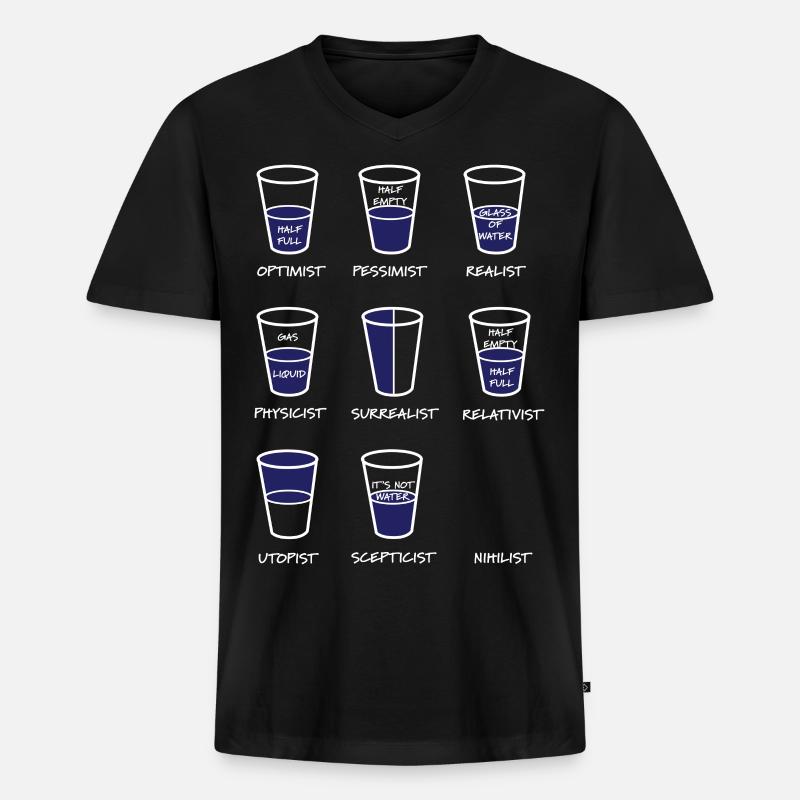 Physiker Optimist - Männer Premium Bio T-Shirt mit V-Ausschnitt - Schwarz