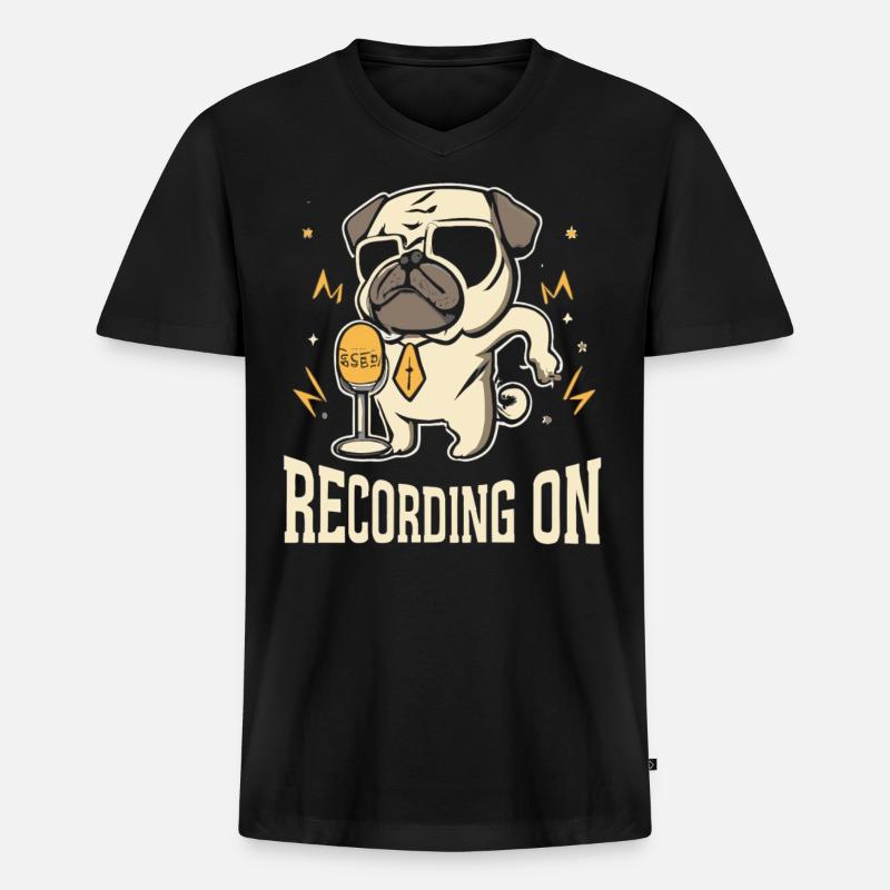 Podcast - Männer Premium Bio T-Shirt mit V-Ausschnitt - Schwarz