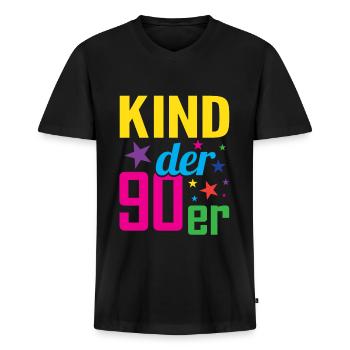 Kind der 90er Jahre 90s - Männer Premium Bio T-Shirt mit V-Ausschnitt - Schwarz - Vorne - Nico (187cm)