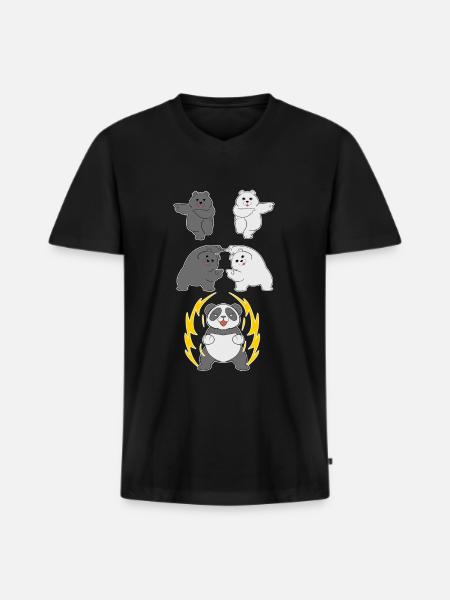 Panda Fusion Panda bear ijsbeer zwarte beer geschenk - Mannen Premium Bio T-shirt met V-hals - zwart