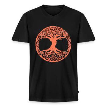 Arbre de vie - T-shirt encolure en V Premium bio Homme - noir - Devant - Nico (187cm)