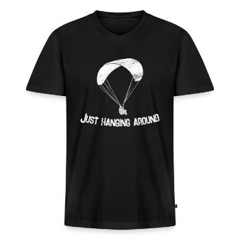 Paragleiter Sprüche - Männer Premium Bio T-Shirt mit V-Ausschnitt - Schwarz - Vorne - Nico (187cm)