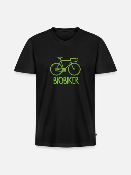 Biobiker Grün Radfahrer - Männer Premium Bio T-Shirt mit V-Ausschnitt - Schwarz