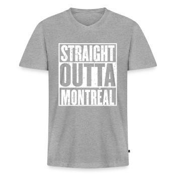 Straight Outta Montréal Vintage - T-shirt encolure en V Premium bio Homme - gris chiné - Devant