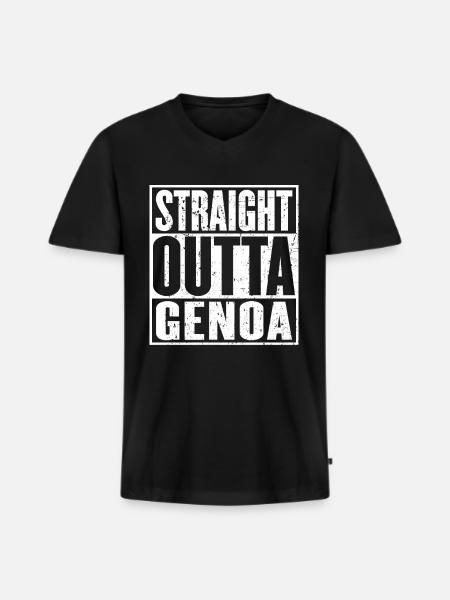 Straight Outta Genova Vintage - Maglietta ecologica premium da uomo con scollo a V - nero