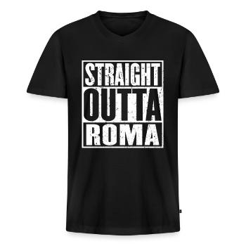 Straight Outta Roma Jahrgang - Männer Premium Bio T-Shirt mit V-Ausschnitt - Schwarz - Vorne - Nico (187cm)