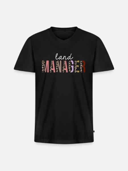 Land manager Leopard Print Funny Gift - Men's Premium Organic T-shirt with V-neck - black