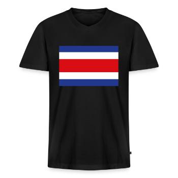 Drapeau officiel du Costa Rica Costa Rican Country Pride - T-shirt encolure en V Premium bio Homme - noir - Devant - Nico (187cm)