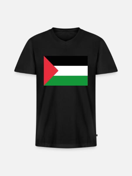 Bandiera ufficiale della Palestina Orgoglio del Paese palestinese - Maglietta ecologica premium da uomo con scollo a V - nero