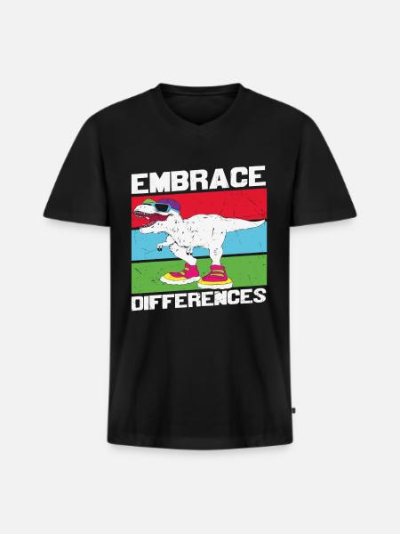 Embrace The Difference Different Quotes - Men's Premium Organic T-shirt with V-neck - black