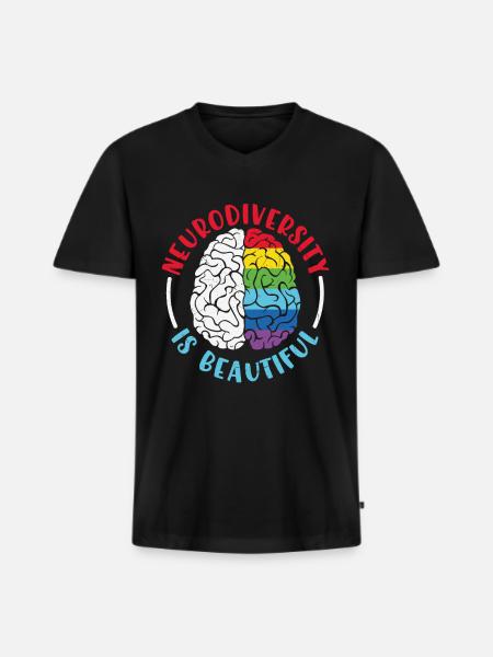 Neurodiversity Is Beautiful Neurodiversity Quotes - Men's Premium Organic T-shirt with V-neck - black