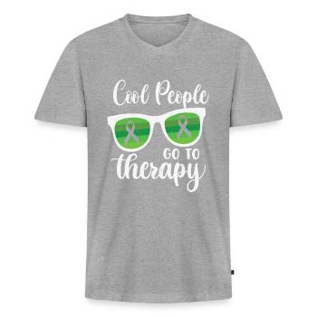 Combattez comme un patron Sensibilisation à la santé mentale - T-shirt encolure en V Premium bio Homme - gris chiné - Devant