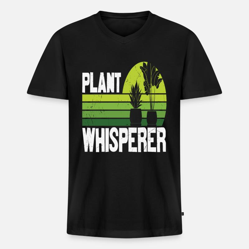 Pflanzenflüsterer Greenery Zitate - Männer Premium Bio T-Shirt mit V-Ausschnitt - Schwarz