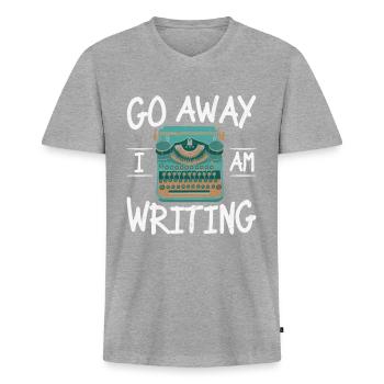 Allez-y, j’écris des citations - T-shirt encolure en V Premium bio Homme - gris chiné - Devant