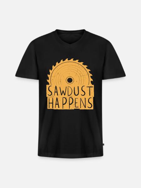 Sawdust Happens - Men's Premium Organic T-shirt with V-neck - black