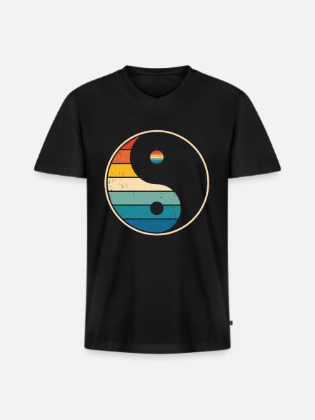 Meditation Retro - Men's Premium Organic T-shirt with V-neck - black