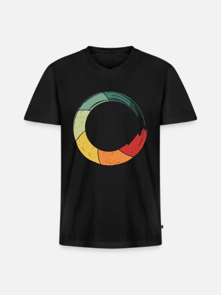 Meditation Retro - Männer Premium Bio T-Shirt mit V-Ausschnitt - Schwarz