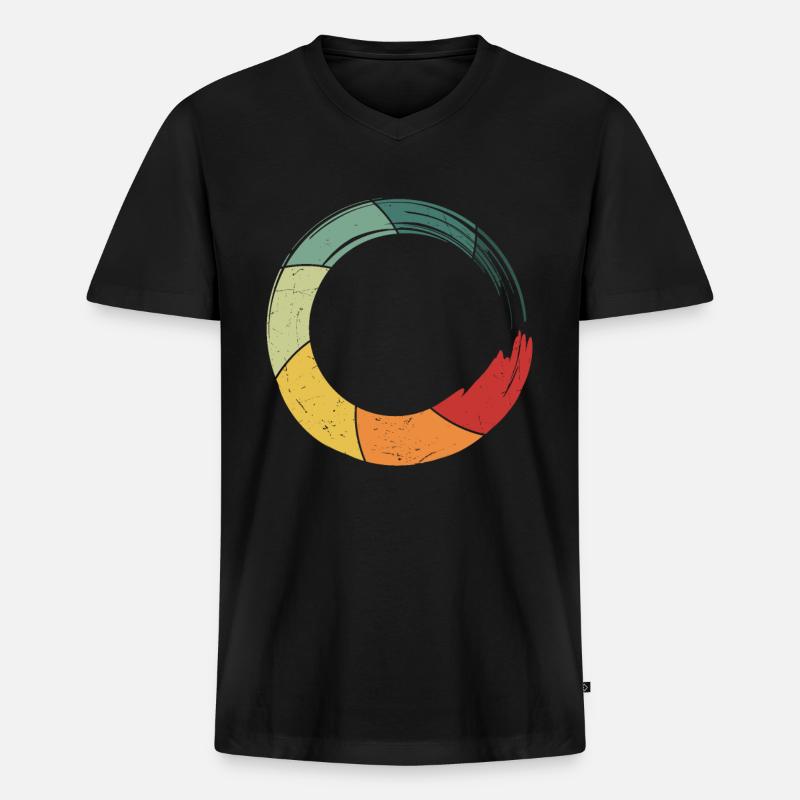 Meditation Retro - Männer Premium Bio T-Shirt mit V-Ausschnitt - Schwarz