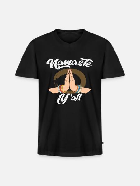 Namaste Y'all Yoga Quotes - Men's Premium Organic T-shirt with V-neck - black