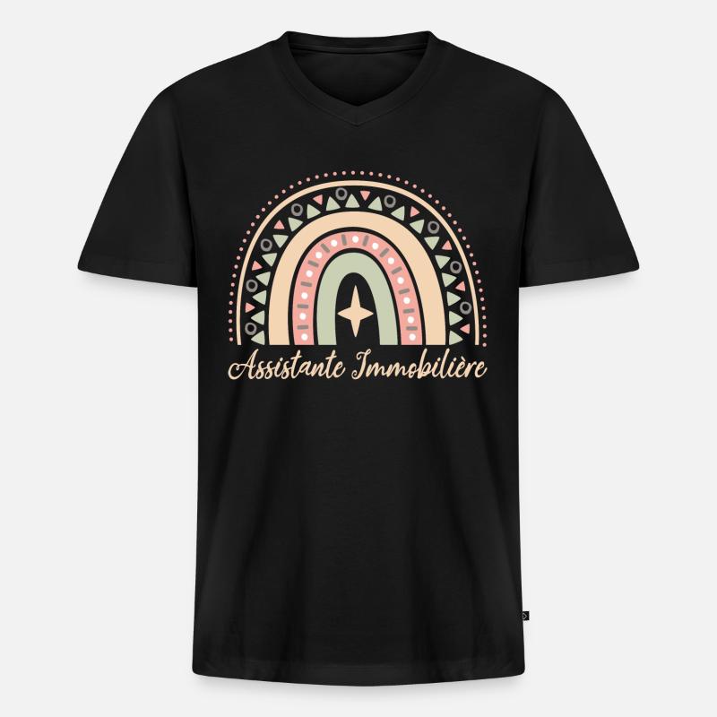 Cadeau Assistante Immoblière. assistante. - T-shirt encolure en V Premium bio Homme - noir