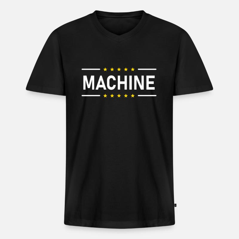 MACHINE - Männer Premium Bio T-Shirt mit V-Ausschnitt - Schwarz