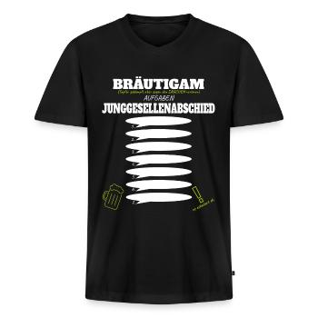 Bräutigam Polterer Junggesellenabschied Aufgaben - Männer Premium Bio T-Shirt mit V-Ausschnitt - Schwarz - Vorne - Nico (187cm)