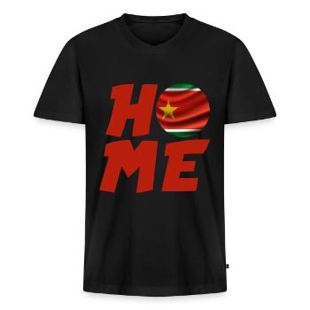 Drapeau Guadeloupe Maison Home Homme Femme Enfant - T-shirt encolure en V Premium bio Homme - noir - Devant - Nico (187cm)