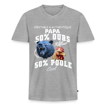 Unique Daddy Hybrid Bear Complaining Daddy Hen Cool - Men's Premium Organic T-shirt with V-neck - heather grey - Front