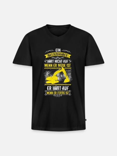 Baggerfahrer Bagger Baggerführer baggern · Müde - Männer Premium Bio T-Shirt mit V-Ausschnitt - Schwarz