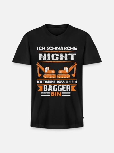 Baggerfahrer Bagger baggern · Schnarche nicht - Männer Premium Bio T-Shirt mit V-Ausschnitt - Schwarz