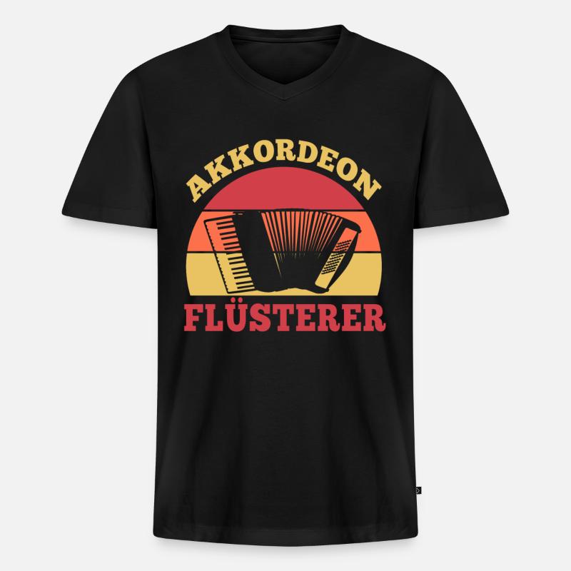 Akkordeon Flüsterer - Männer Premium Bio T-Shirt mit V-Ausschnitt - Schwarz
