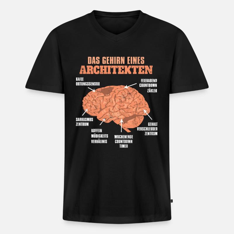 Das Gehirn Eines Architekten - Männer Premium Bio T-Shirt mit V-Ausschnitt - Schwarz