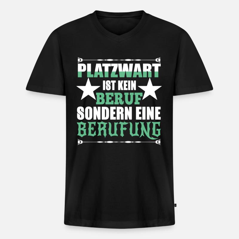 platzwart berufung - Männer Premium Bio T-Shirt mit V-Ausschnitt - Schwarz