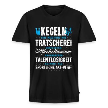 Kegeln - Der Beste Sport - Männer Premium Bio T-Shirt mit V-Ausschnitt - Schwarz - Vorne - Nico (187cm)