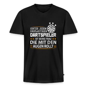 Dart Darts Bullseye Dartspieler Dartboard Geschenk - Männer Premium Bio T-Shirt mit V-Ausschnitt - Schwarz - Vorne - Nico (187cm)