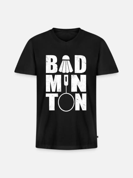 Badminton Federball Badmintonschläger Geschenk - Männer Premium Bio T-Shirt mit V-Ausschnitt - Schwarz