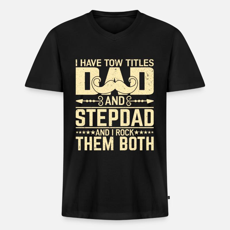 Dad Stepdad - Männer Premium Bio T-Shirt mit V-Ausschnitt - Schwarz