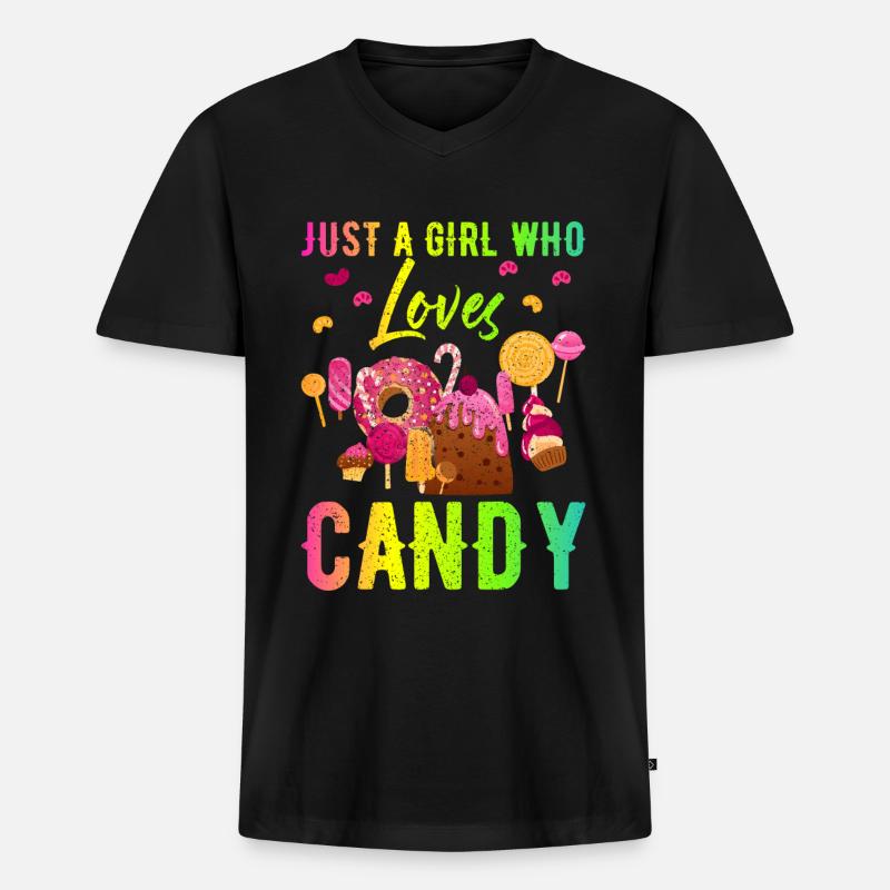 Süßigkeiten - Männer Premium Bio T-Shirt mit V-Ausschnitt - Schwarz