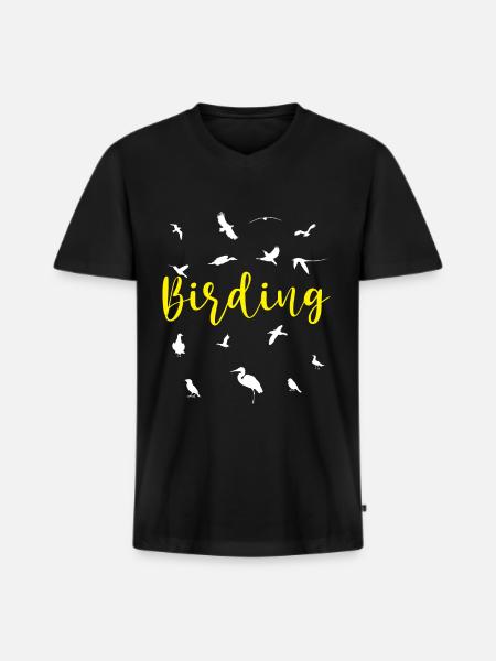 Bird Ornithology Birdwatcher Gift - Men's Premium Organic T-shirt with V-neck - black