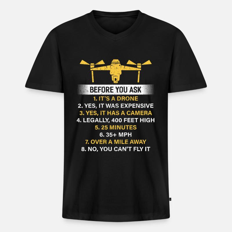 Drone - Männer Premium Bio T-Shirt mit V-Ausschnitt - Schwarz