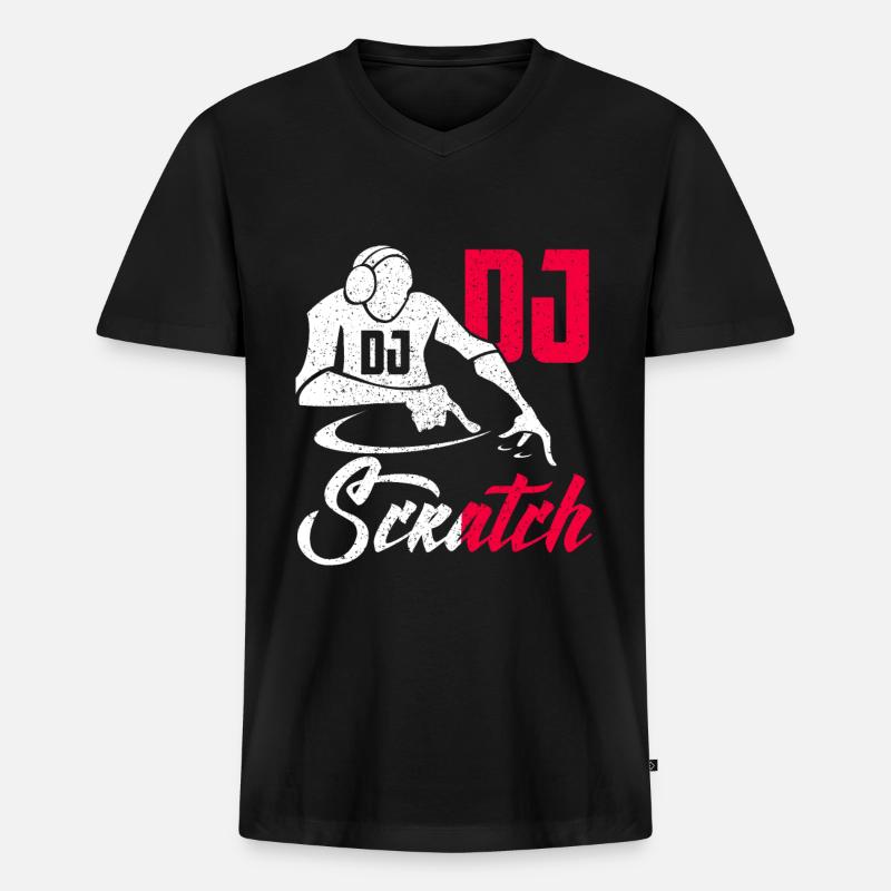 DJ - Männer Premium Bio T-Shirt mit V-Ausschnitt - Schwarz